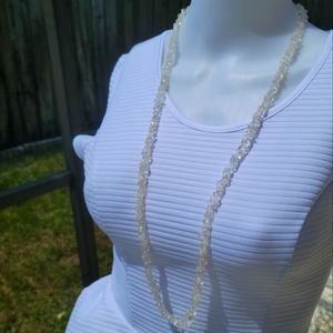 Vintage clear uncut quartz chip necklace